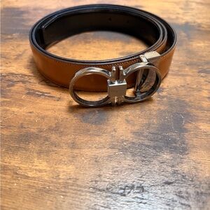 Salvatore Ferragamo Brown Belt with Silver Buckle